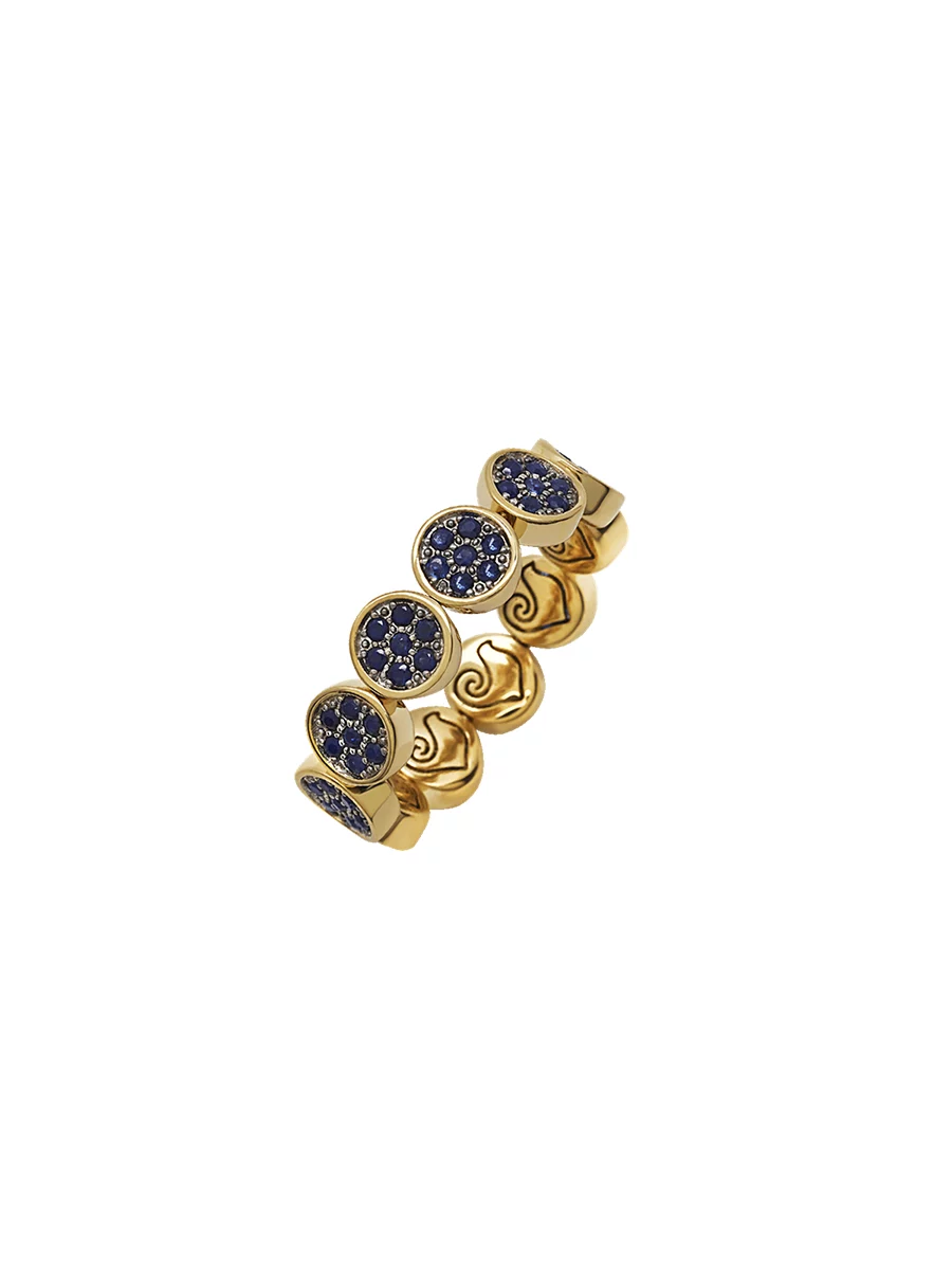 chatecler anello paillettes oro e pave di zaffiri