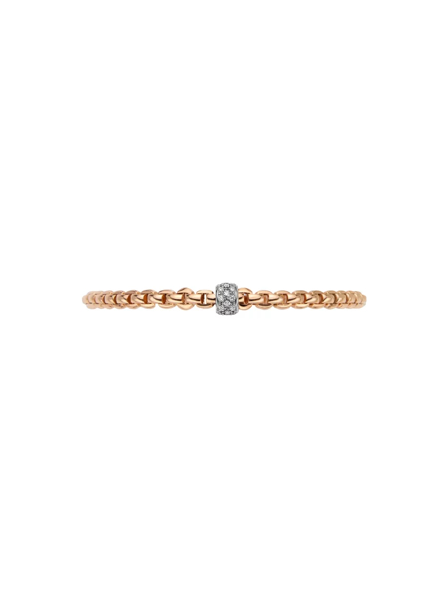 fope bracciale flexit con pave di diamanti oro rosa e bianco fronte