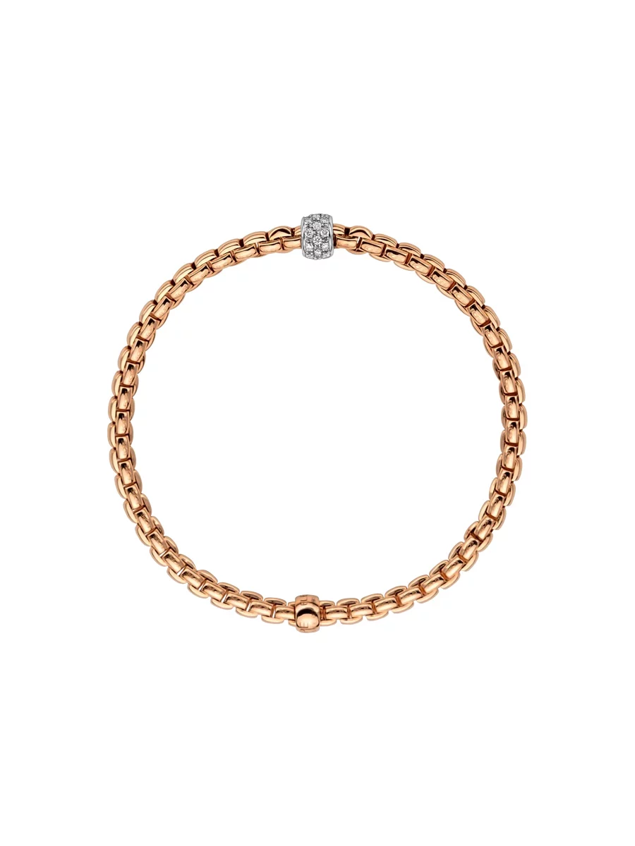 fope bracciale flexit con pave di diamanti oro rosa e bianco